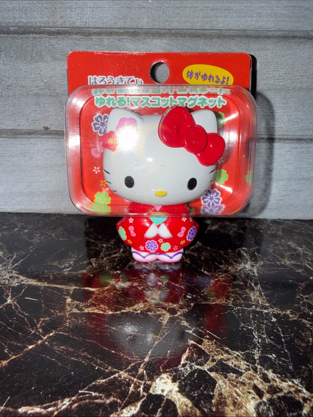 Sanrio Hello Kitty Red Floral Kimono Magnet Figure with Pink Bow